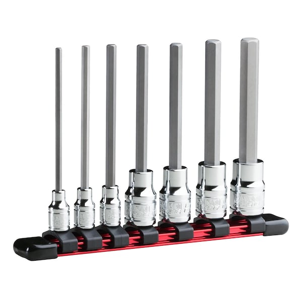 Long Hex Bit Socket Set, SAE, 7 pcs